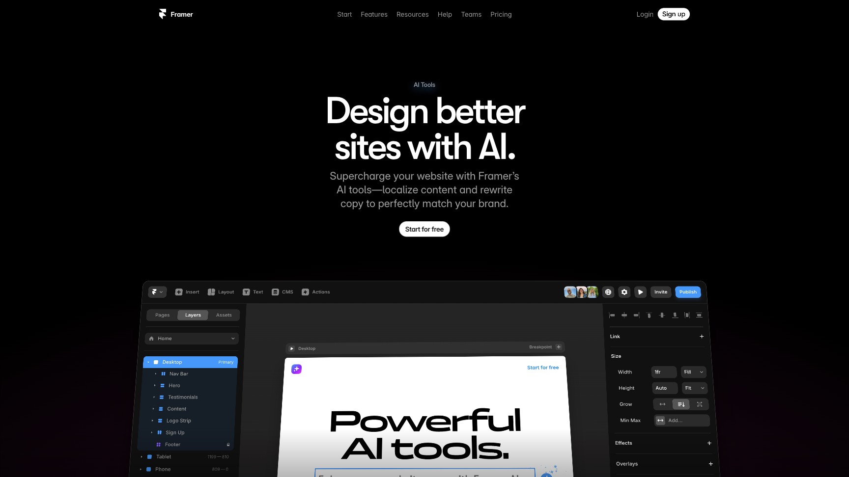 Framer AI screenshot