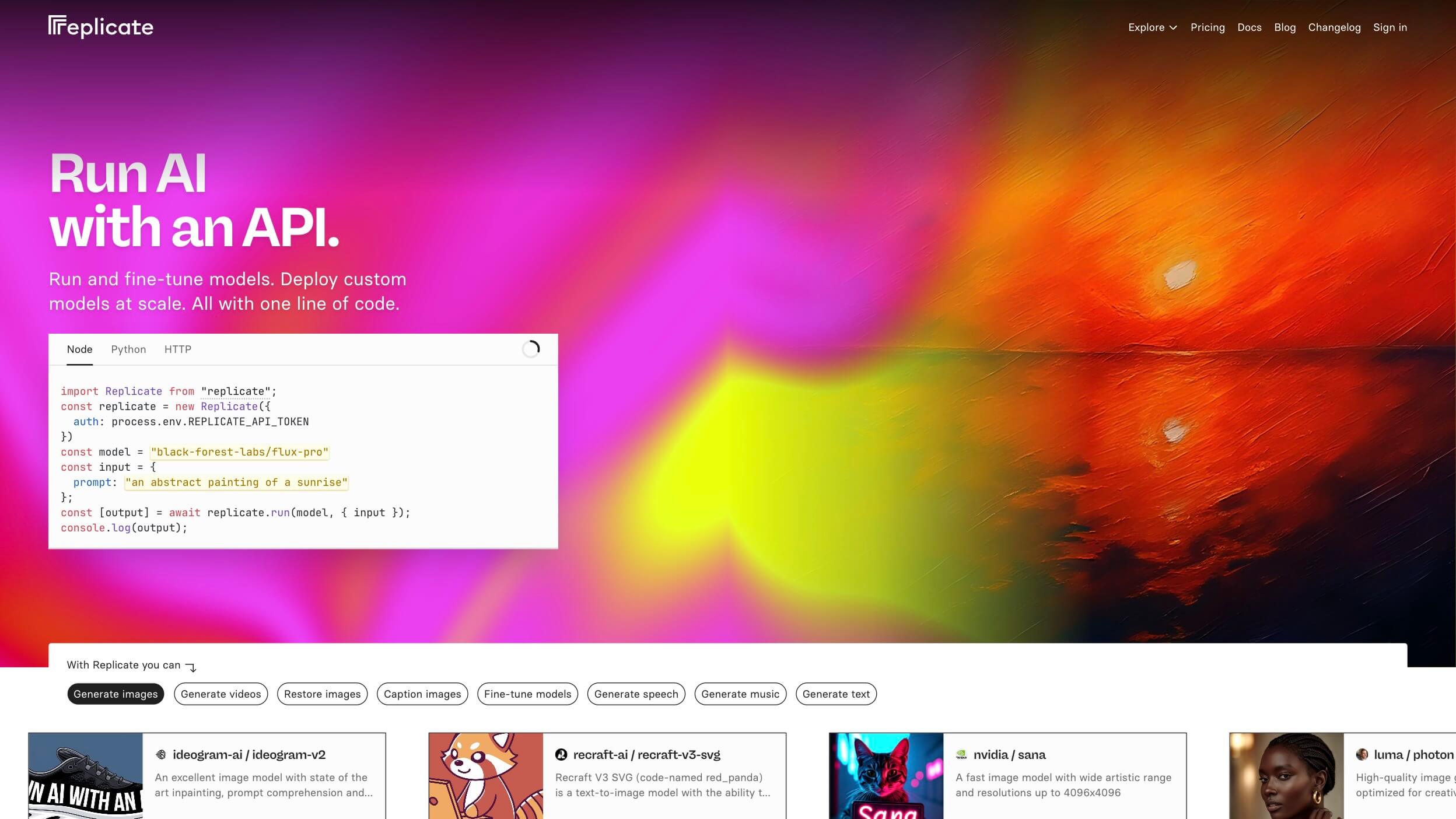 Replicate screenshot