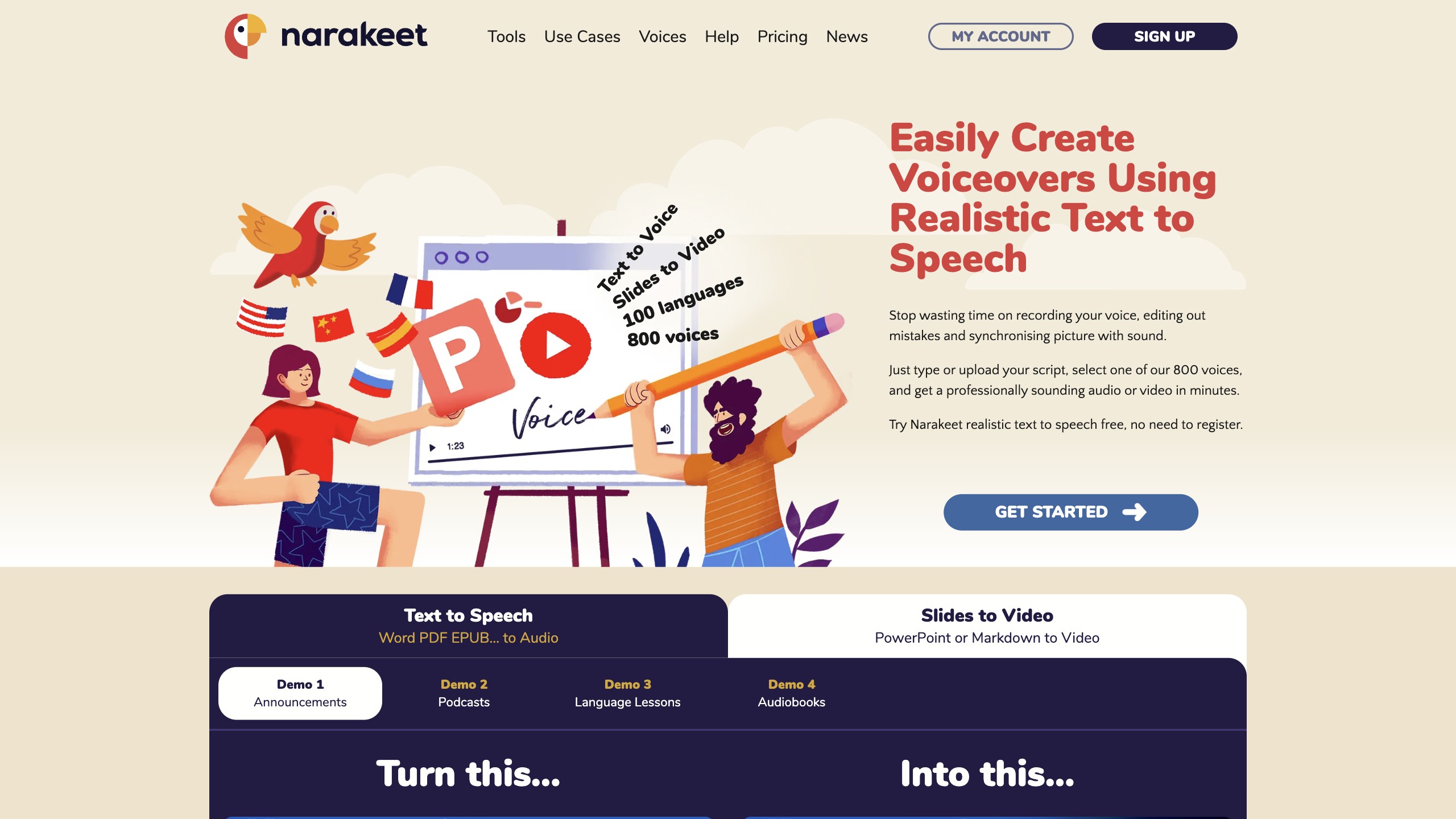 Narakeet screenshot