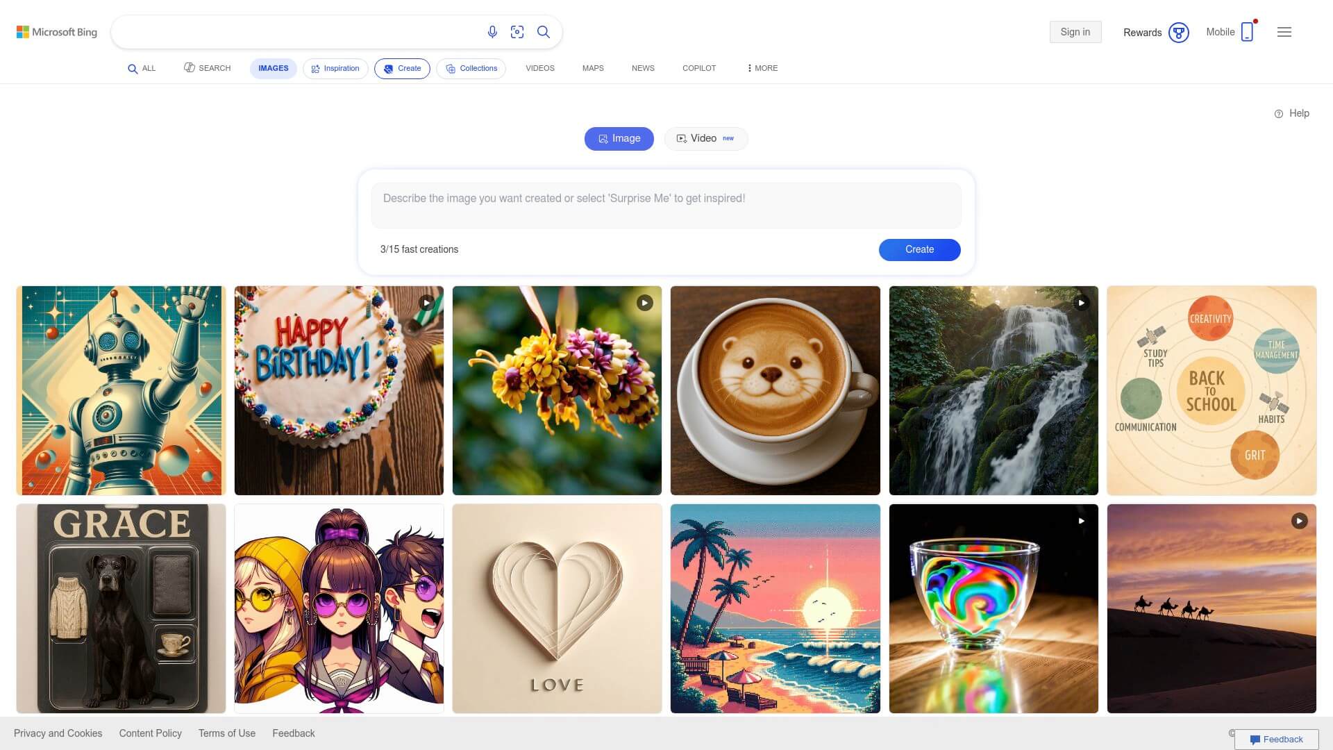 Bing Image Creator screenshot
