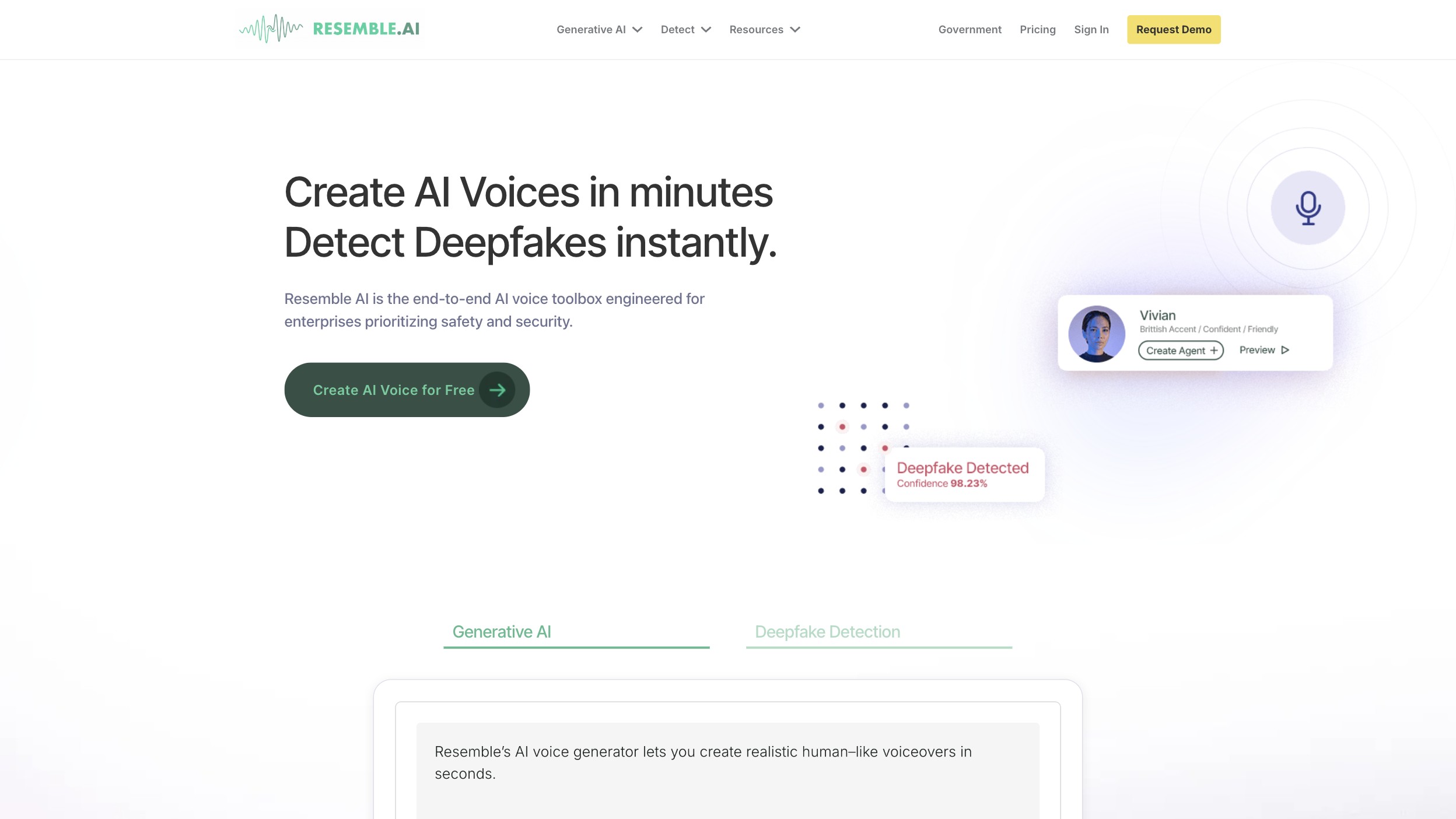 Resemble AI screenshot