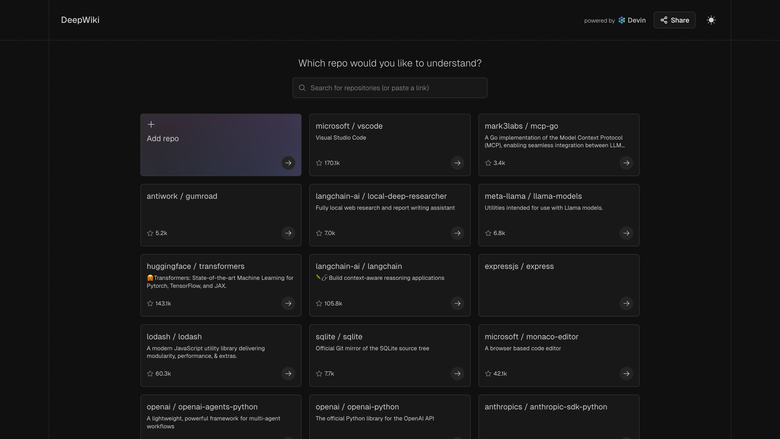 DeepWiki screenshot