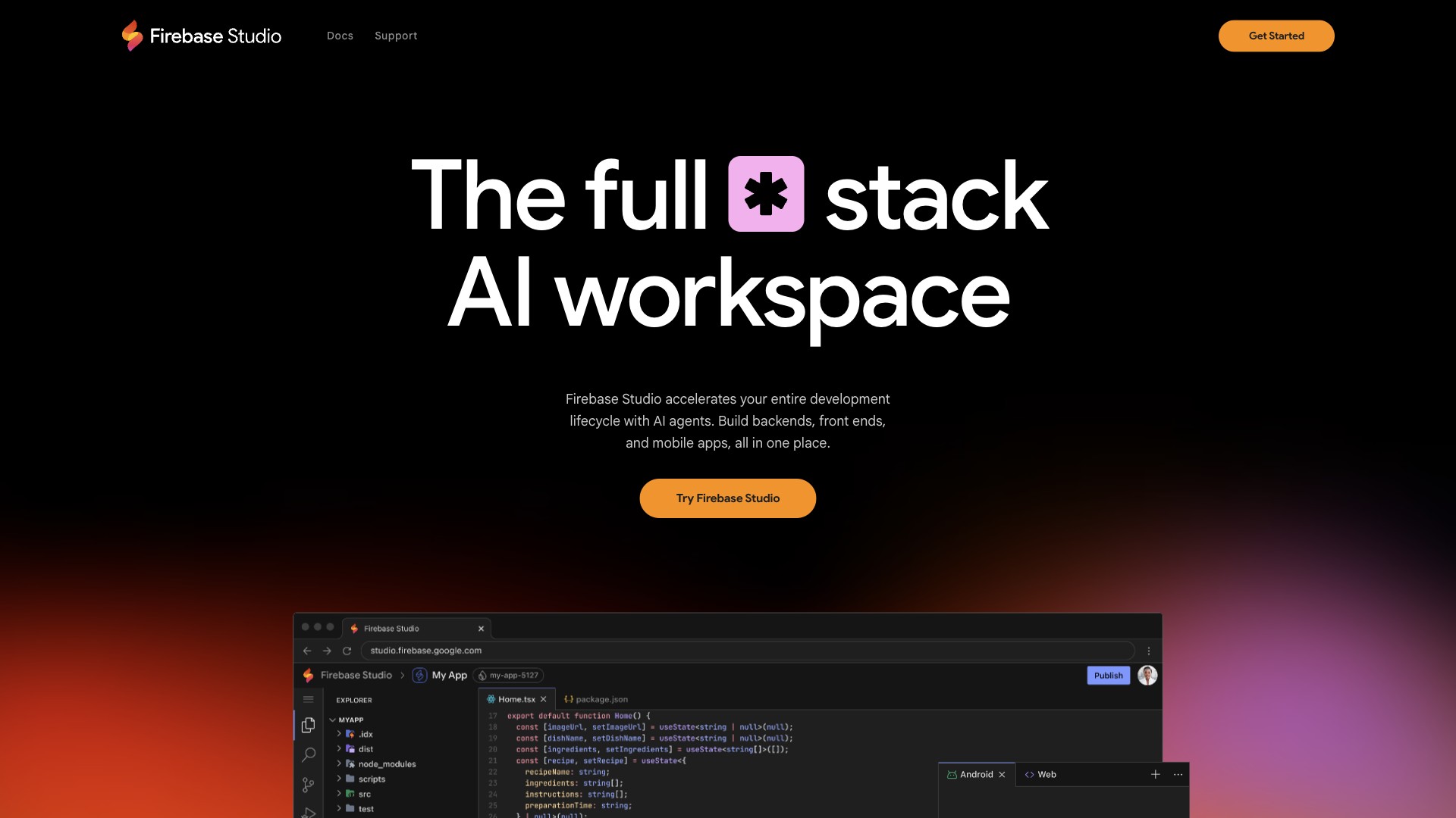 Firebase Studio screenshot